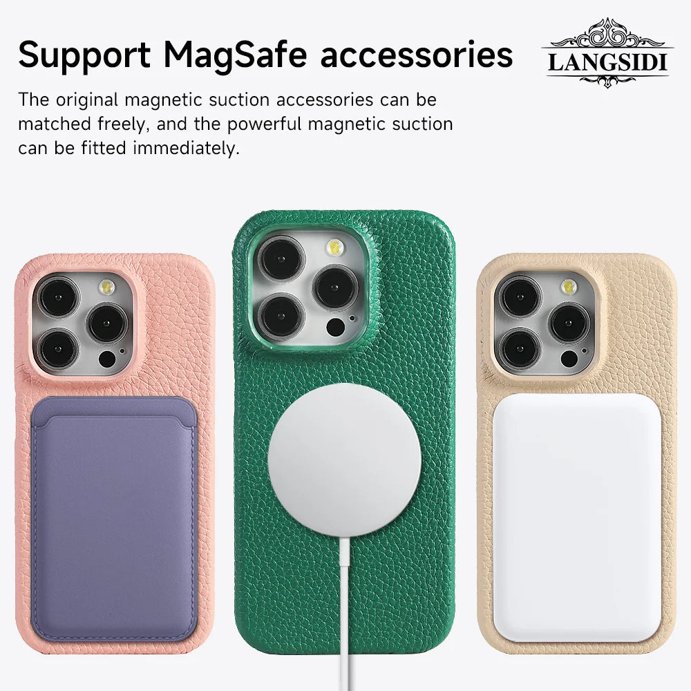 Coque Cuir Véritable Compatible MagSafe JodgTech